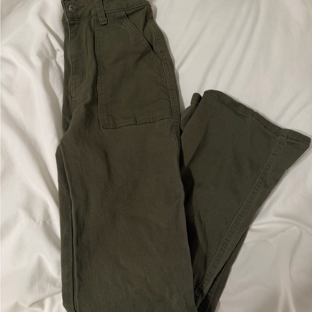 Olive Green High-Waisted Pants